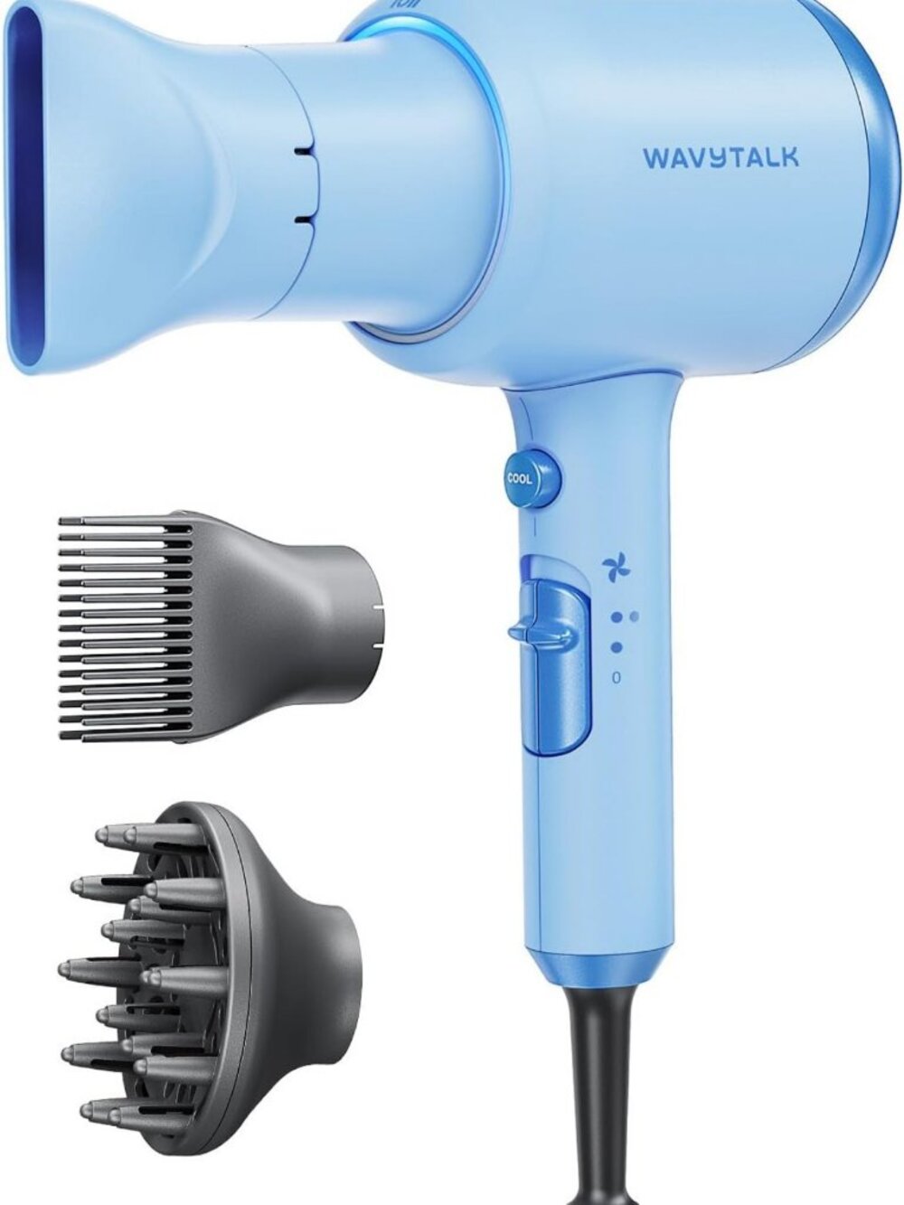 Ionic Hair Dryer with Diffuser for Curly Hair | Fast Drying, Lightweight, 3